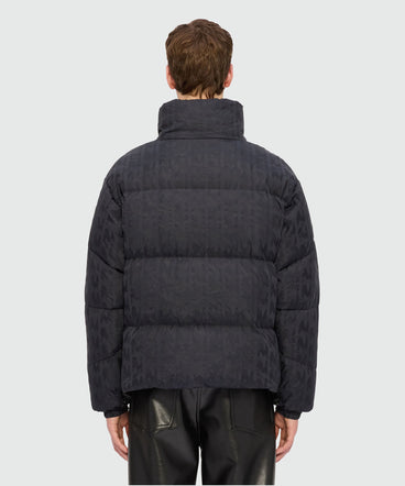 "TheMwave" black jacquard nylon down jacket