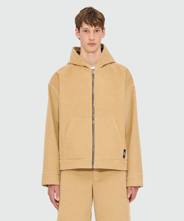 Beige jacket in scubbato velvet