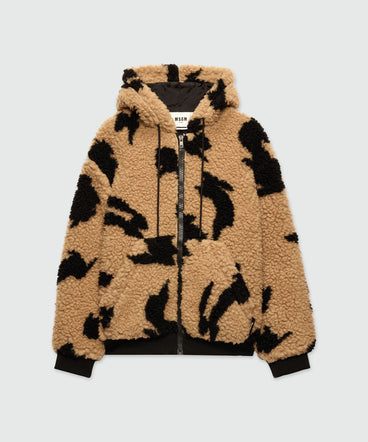 Giubbino beige in teddy con motivo "Follow the rabbit®"