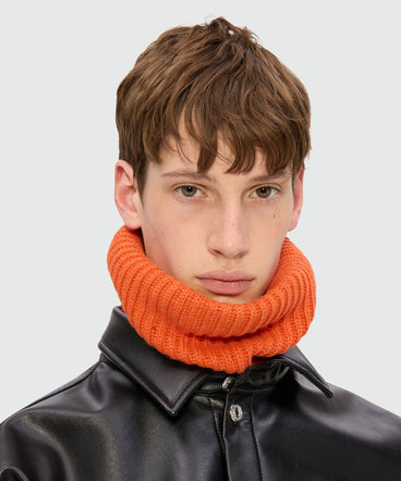 Orange ribbed neck warmer with MSGM label