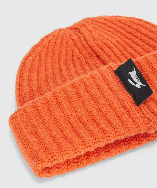 Berretto arancione a coste con label MSGM