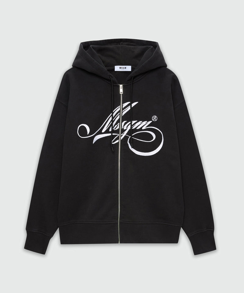 Black jersey hoodie with cursive MSGM logo 99 Men 
