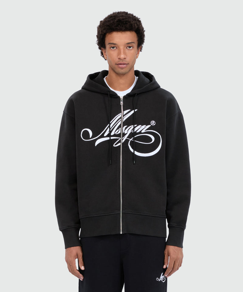 Black jersey hoodie with cursive MSGM logo 99 Men 