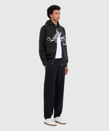 Black jersey hoodie with cursive MSGM logo