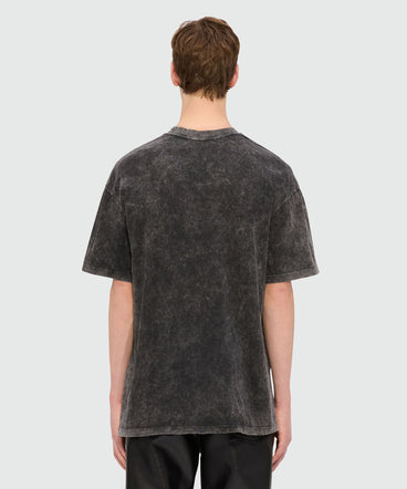T-shirt nera in jersey effetto marmorizzato e stampa "Family business"