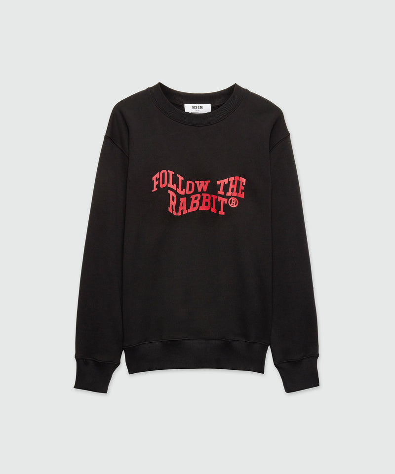 Black jersey sweatshirt with MSGM "Follow the Rabbit®" graphic 99 Men 