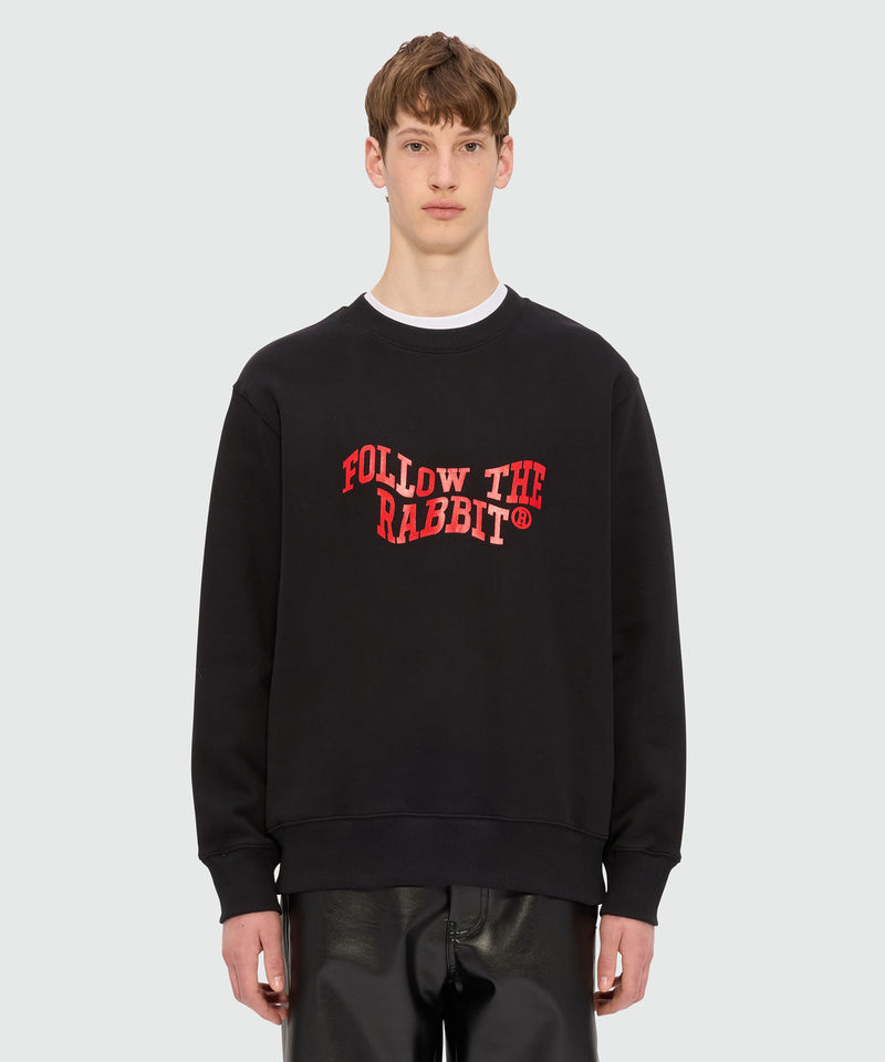 Black jersey sweatshirt with MSGM "Follow the Rabbit®" graphic 99 Men 