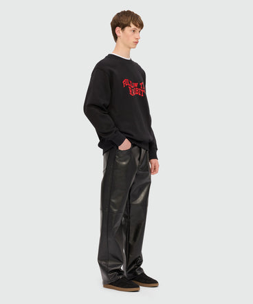 Black jersey sweatshirt with MSGM "Follow the Rabbit®" graphic