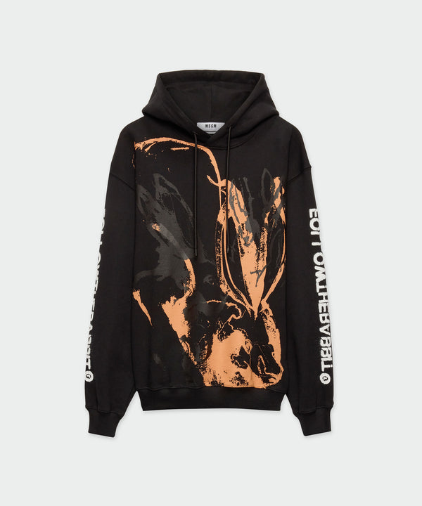 Black hoodie with "Sketched Bunnies" print
