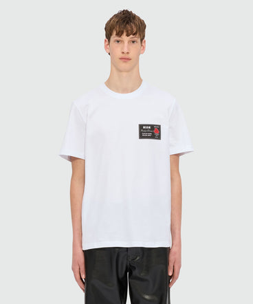 T-shirt bianca in jersey con patch