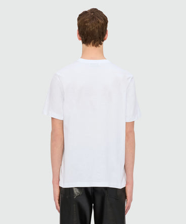 T-shirt bianca in jersey con patch