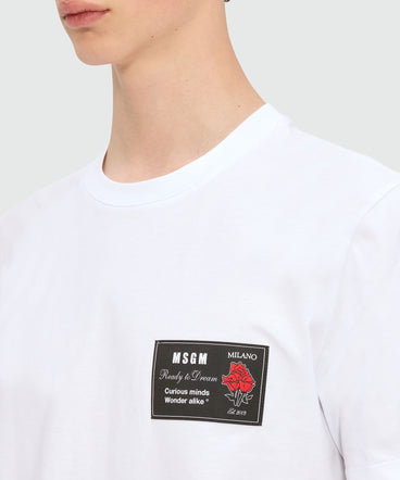 T-shirt bianca in jersey con patch