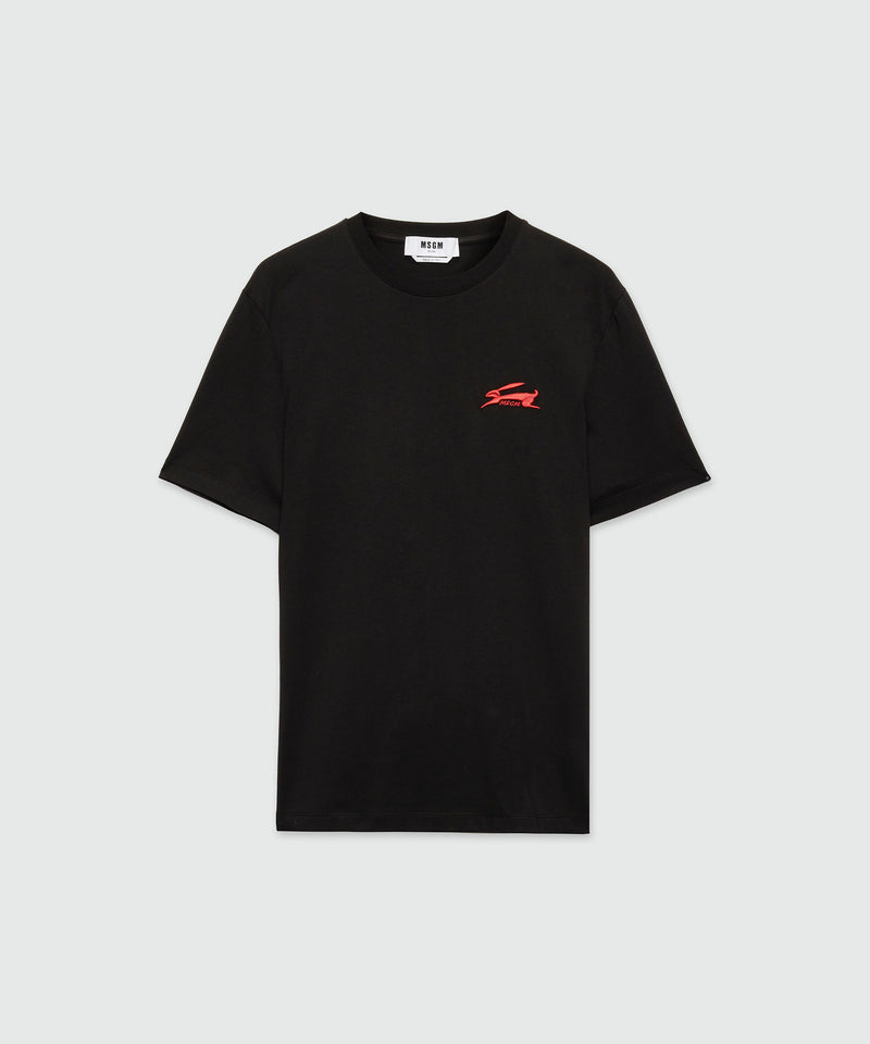 T-shirt nera in jersey con ricamo 99 Uomo 