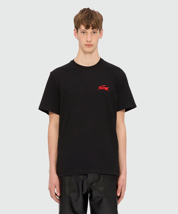 T-shirt nera in jersey con ricamo