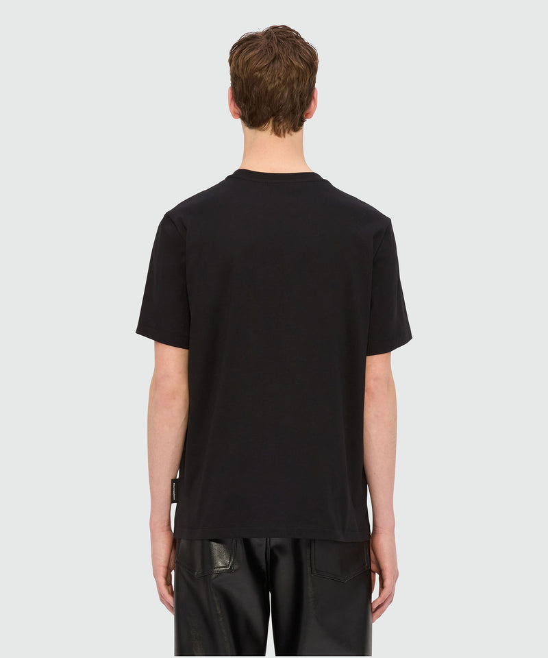 T-shirt nera in jersey con ricamo 99 Uomo 