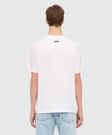 T-shirt bianca in jersey con quote "Follow the rabbit®"