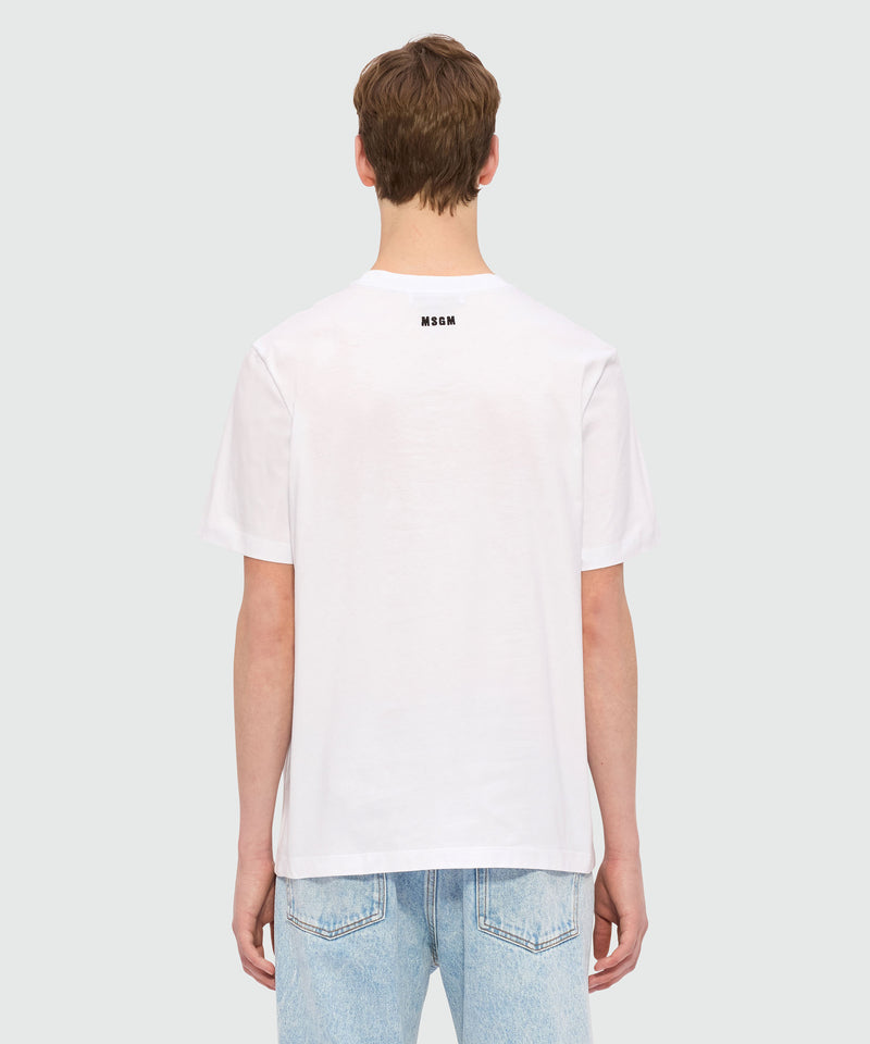 T-shirt bianca in jersey con quote "Follow the rabbit®" 01 Uomo 