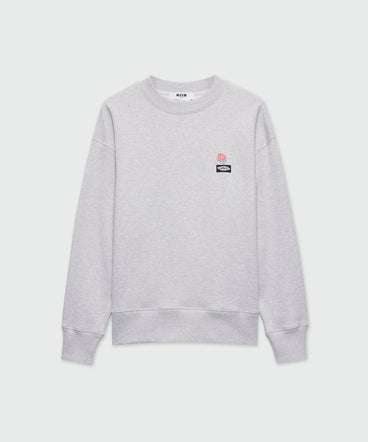 Felpa grigio mélange in jersey con patch MSGM