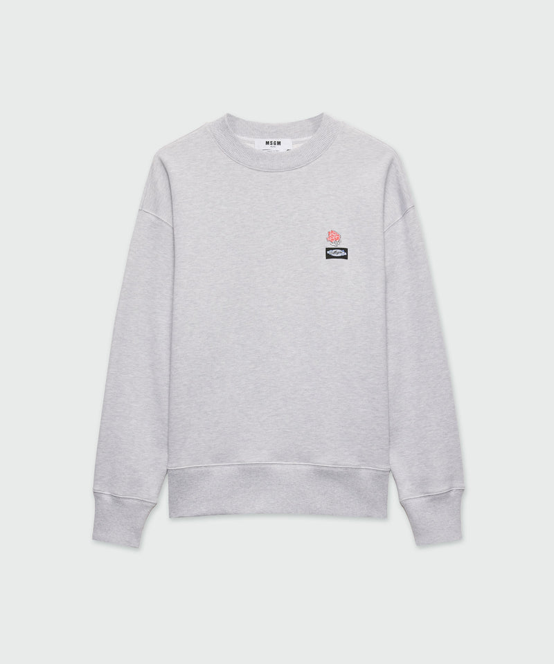 Felpa grigio mélange in jersey con patch MSGM 95 Uomo 
