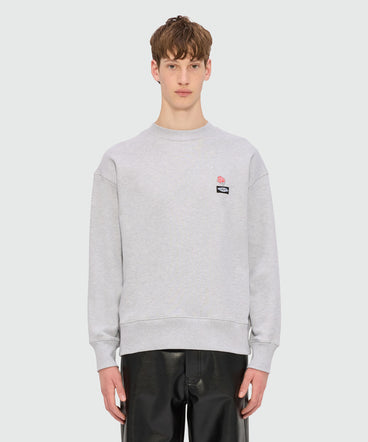 Felpa grigio mélange in jersey con patch MSGM
