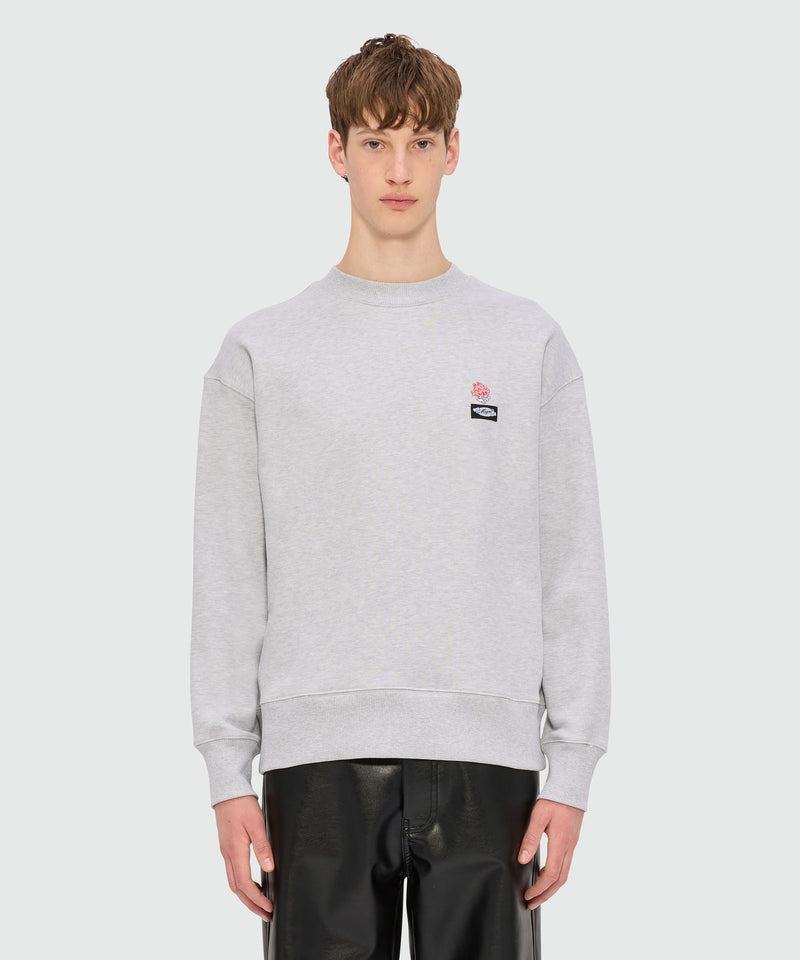 Felpa grigio mélange in jersey con patch MSGM 95 Uomo 