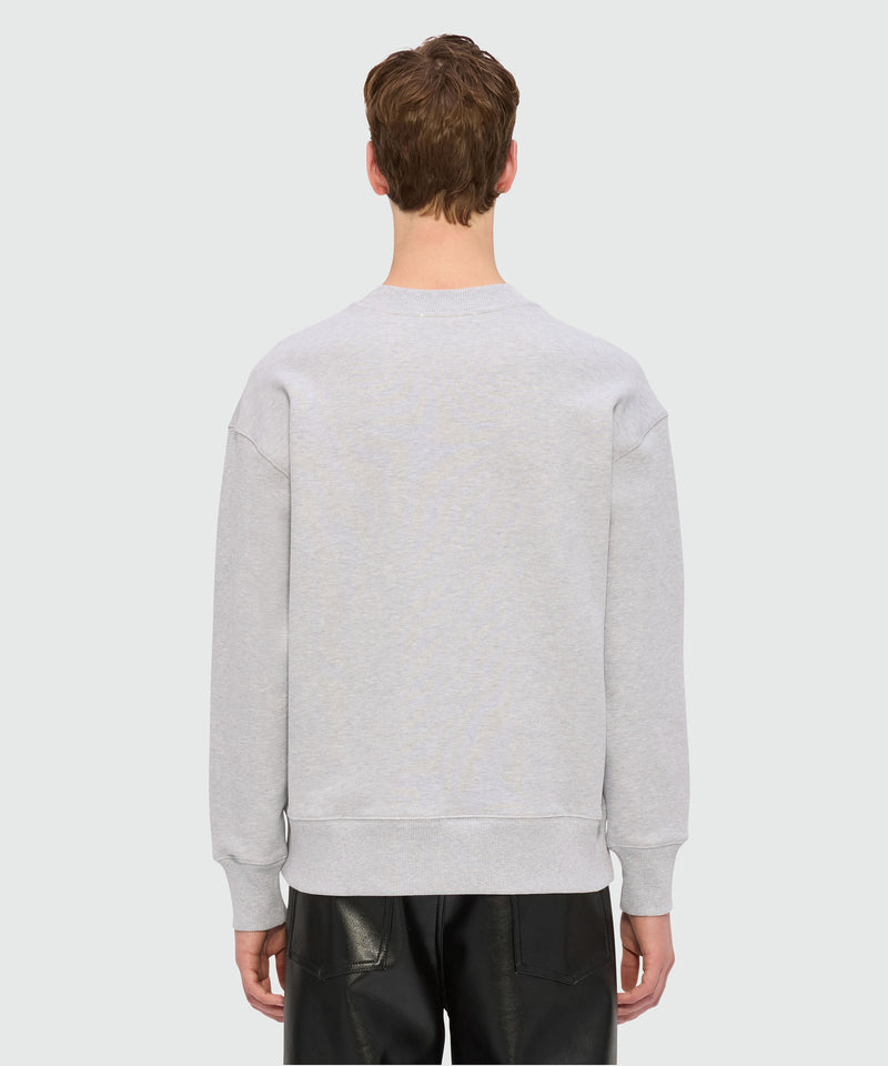 Felpa grigio mélange in jersey con patch MSGM 95 Uomo 