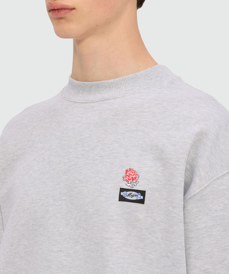 Felpa grigio mélange in jersey con patch MSGM 95 Uomo 