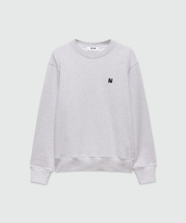 Grey melange jersey sweatshirt with "TheMwave" embroidery
