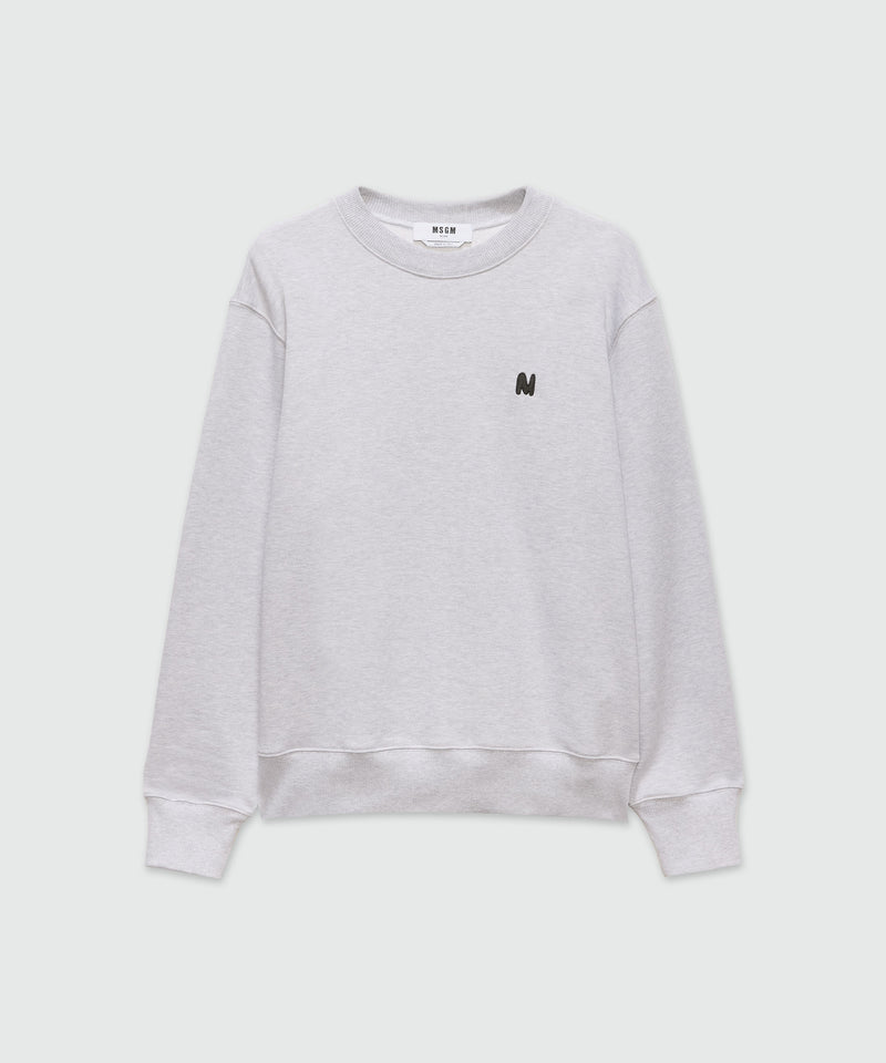 Grey melange jersey sweatshirt with "TheMwave" embroidery 95 Men 