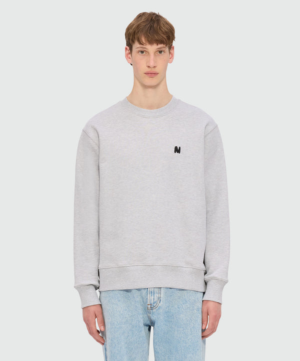 Grey melange jersey sweatshirt with "TheMwave" embroidery