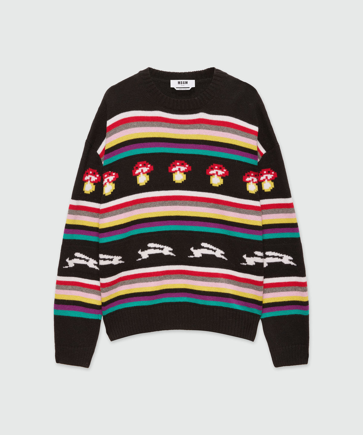 【送料&関税込】MSGM Grey And Red Sweater Men's knitwear: sweaters, cardigan, crewneck - MSGM Official