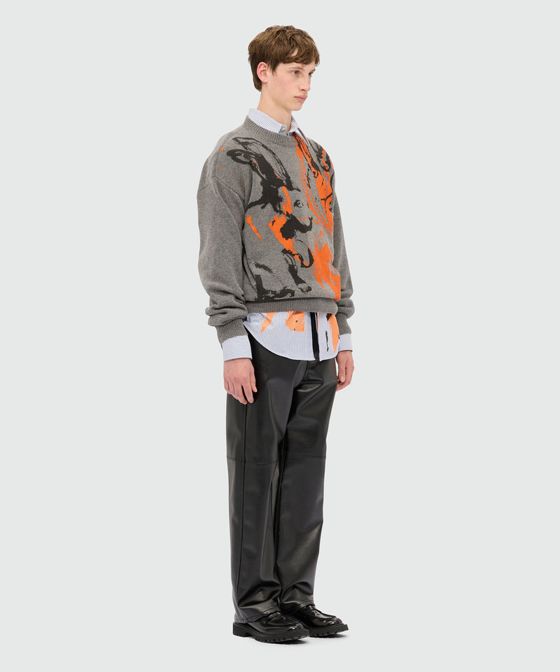 Grey sweater with "Sketched Bunnies" print 96 Men 