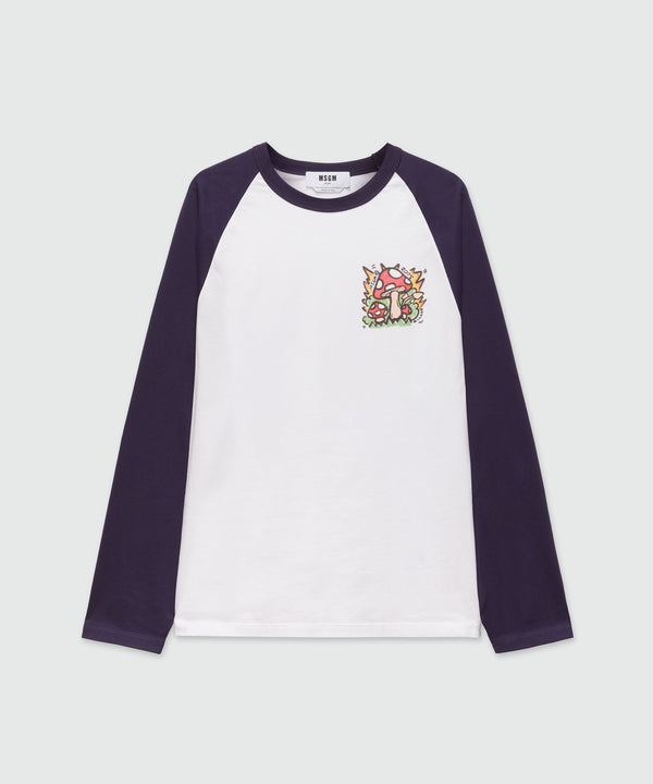 Two-tone long-sleeved jersey T-shirt with "Spray Mushroom" print