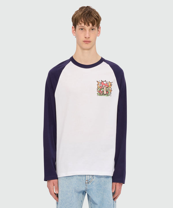 Two-tone long-sleeved jersey T-shirt with "Spray Mushroom" print