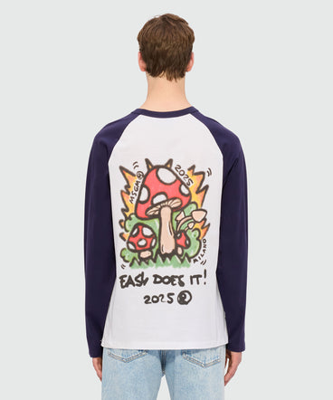 Two-tone long-sleeved jersey T-shirt with "Spray Mushroom" print