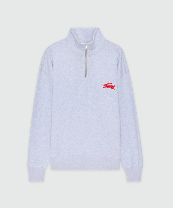 Grey melange turtleneck jersey sweatshirt with "Follow the Rabbit®" embroidery