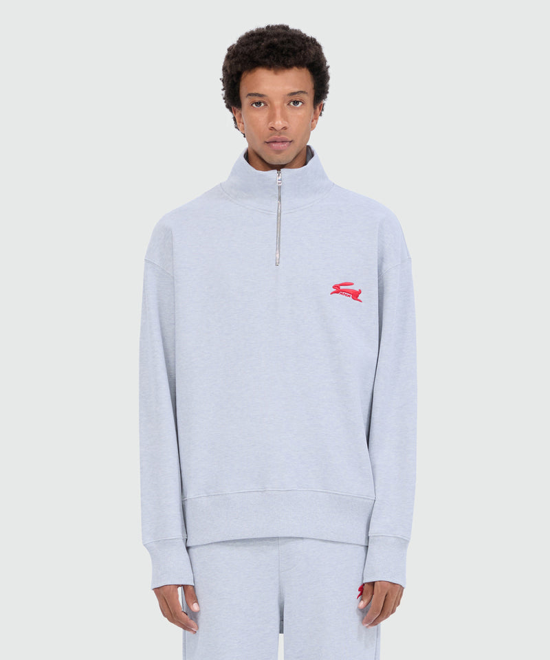 Grey melange turtleneck jersey sweatshirt with "Follow the Rabbit®" embroidery 95 Men 