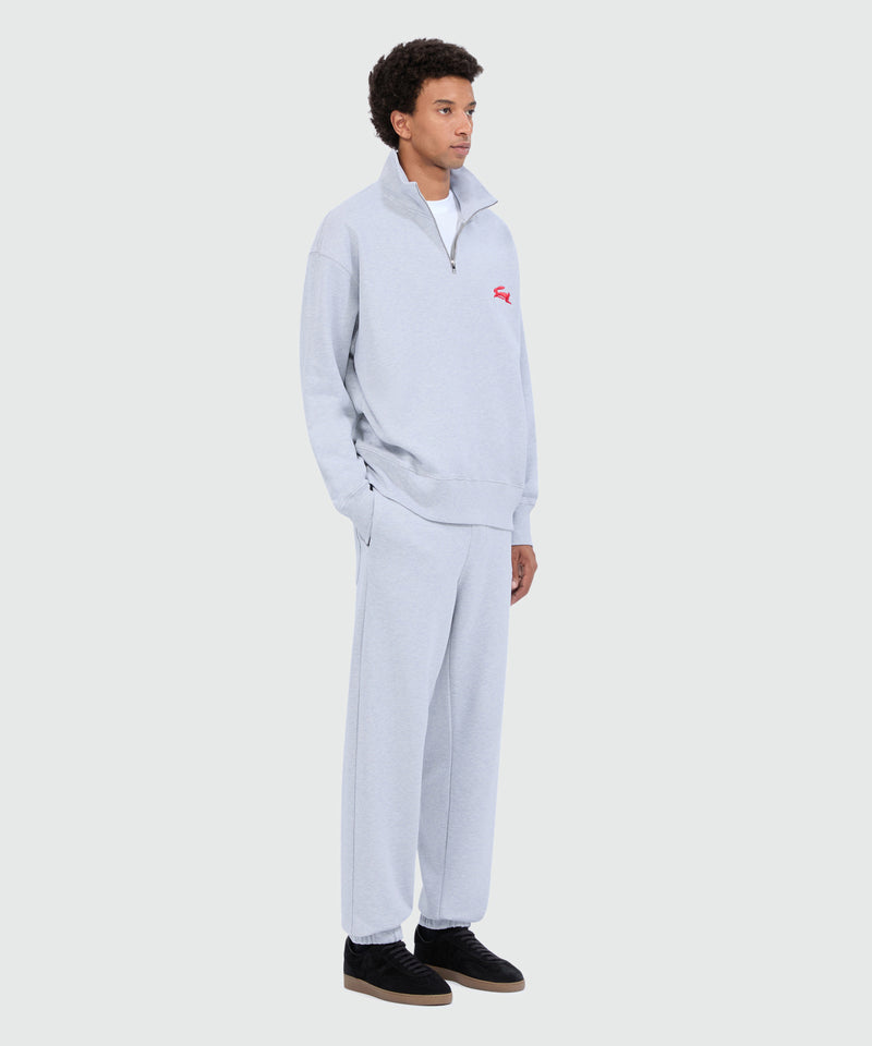 Grey melange turtleneck jersey sweatshirt with "Follow the Rabbit®" embroidery 95 Men 