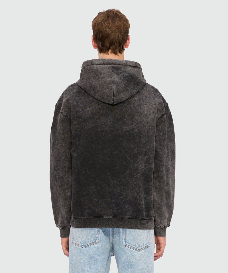 Black marbled jersey hoodie with "Family Business" print 99 Men 
