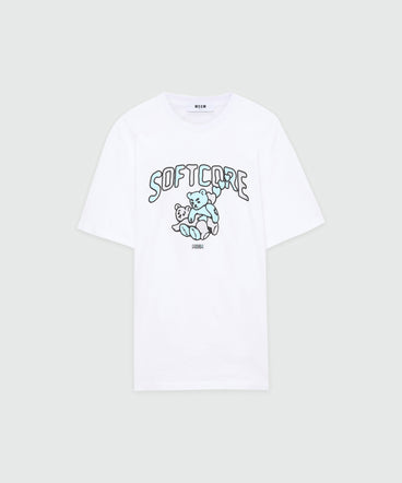 White cotton T-shirt with MSGM Softcore print