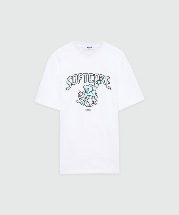 White cotton T-shirt with MSGM Softcore print