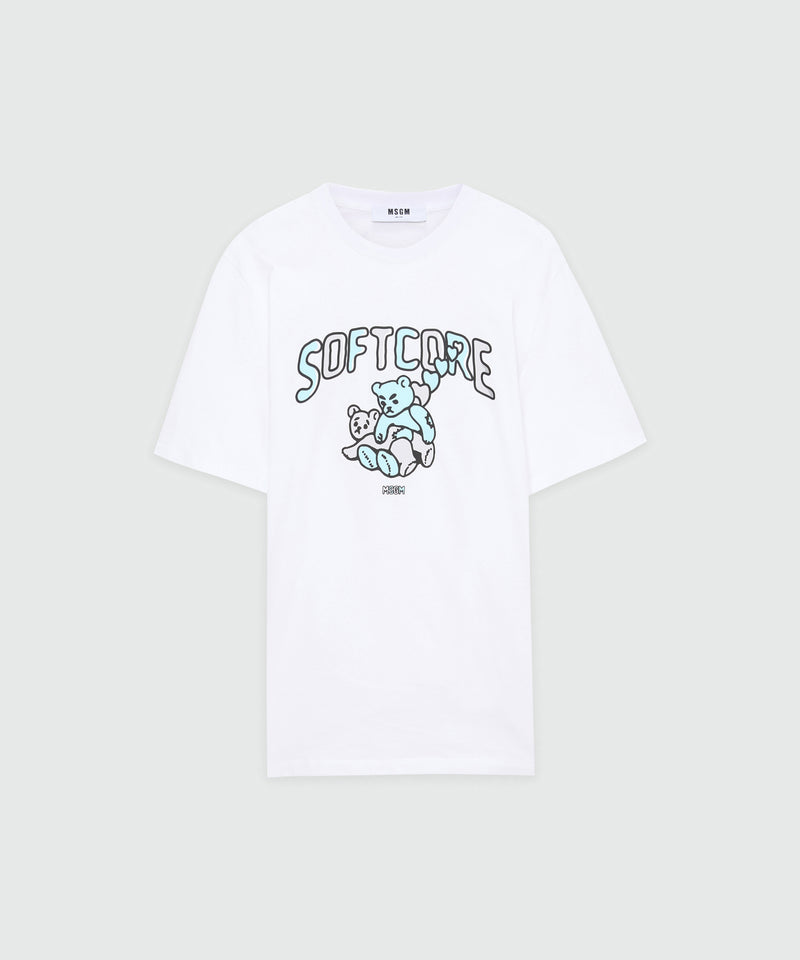 White cotton T-shirt with MSGM Softcore print 1 Men 