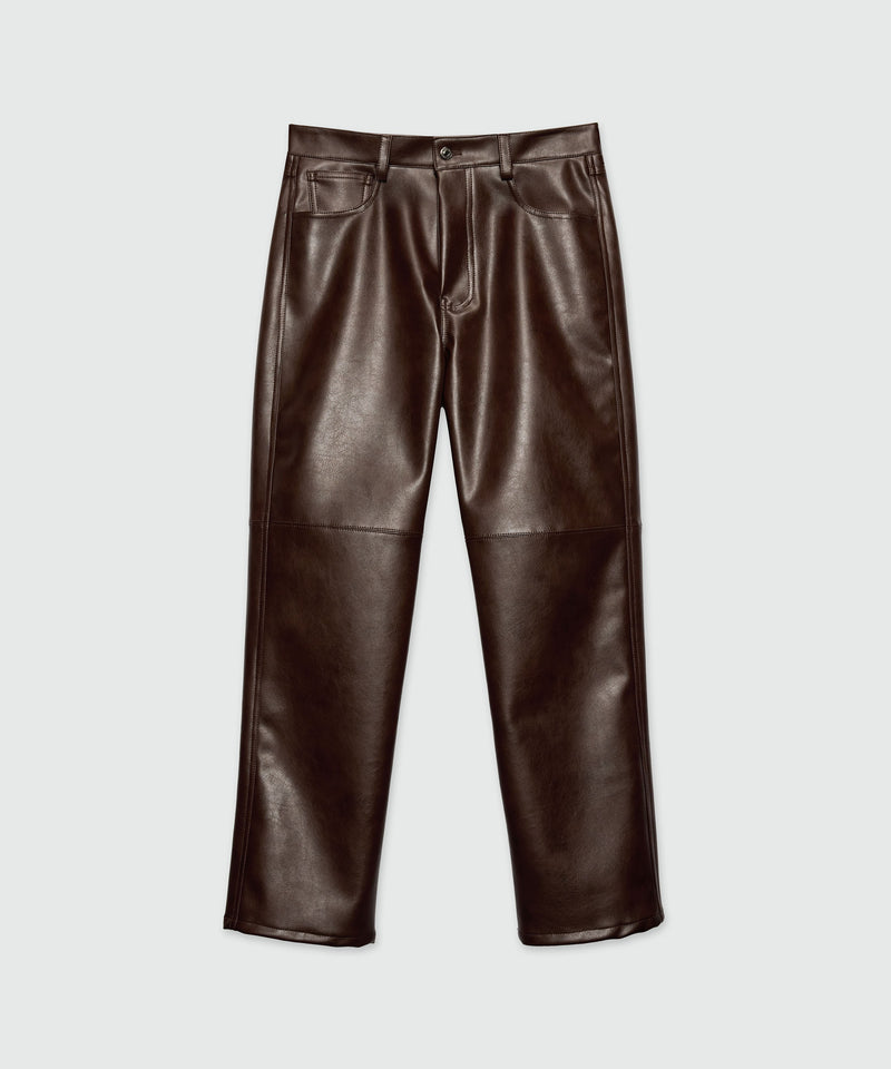 Brown textured faux leather trousers 30 Men 