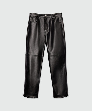 Black textured faux leather trousers