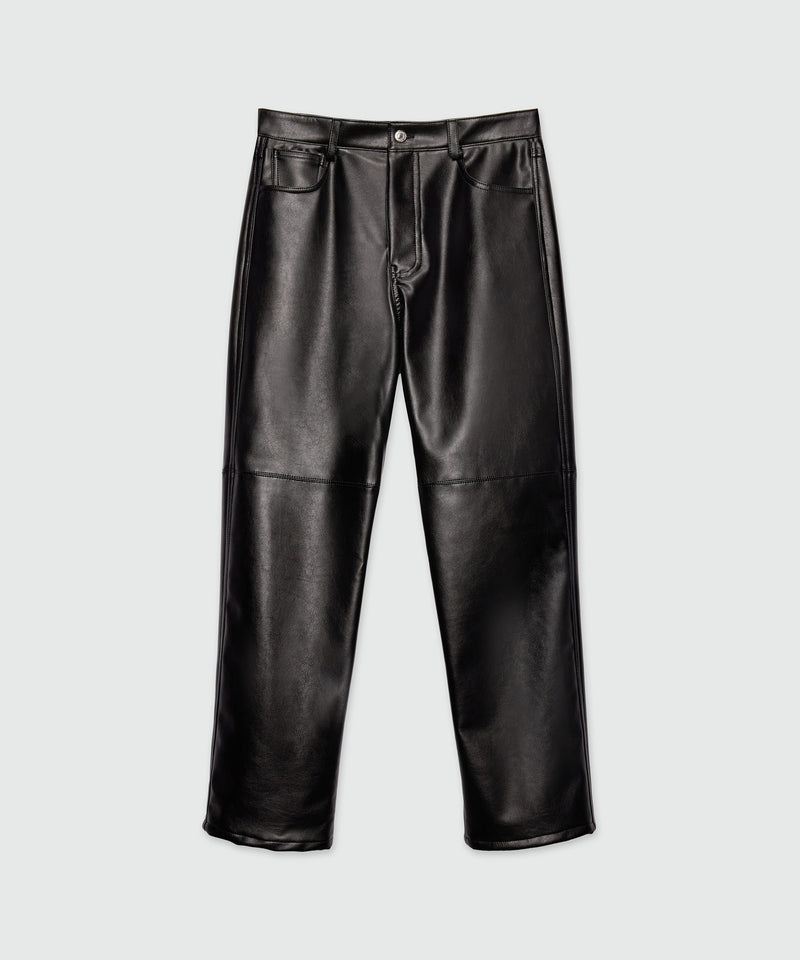 Black textured faux leather trousers 99 Men 