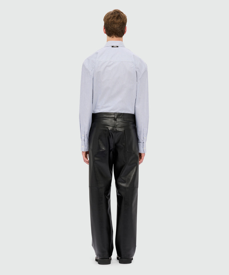 Black textured faux leather trousers 99 Men 
