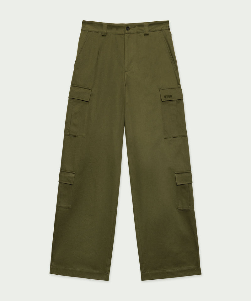 Olive green cargo trousers in cotton drill 38 Men 