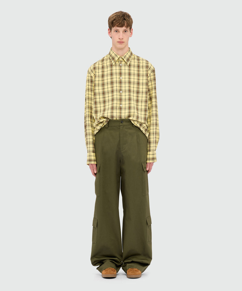 Olive green cargo trousers in cotton drill 38 Men 