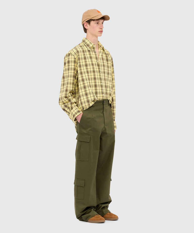 Olive green cargo trousers in cotton drill 38 Men 