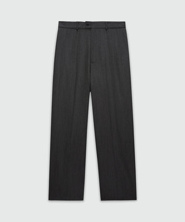 Pantaloni ampi antracite in twill di lana